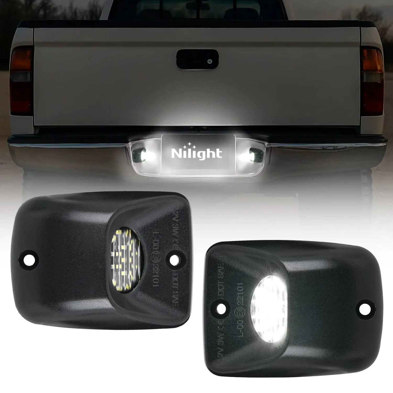License Plate Lights Compatible with 1995 1996 1997 1998 1999 2000 2001 2002 2003 2004 Toyota Tacoma Black Housing 6000K White 2PCS Pack
