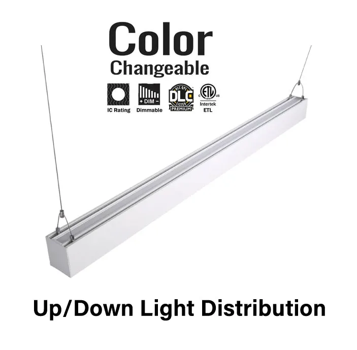 Linear Pendant Architectural Lighting System (End to End Linking, Corner, Cross, and T Connecting Options) 3CCT SWITCHABLE (3000K/4000K/5000K) Dimmable