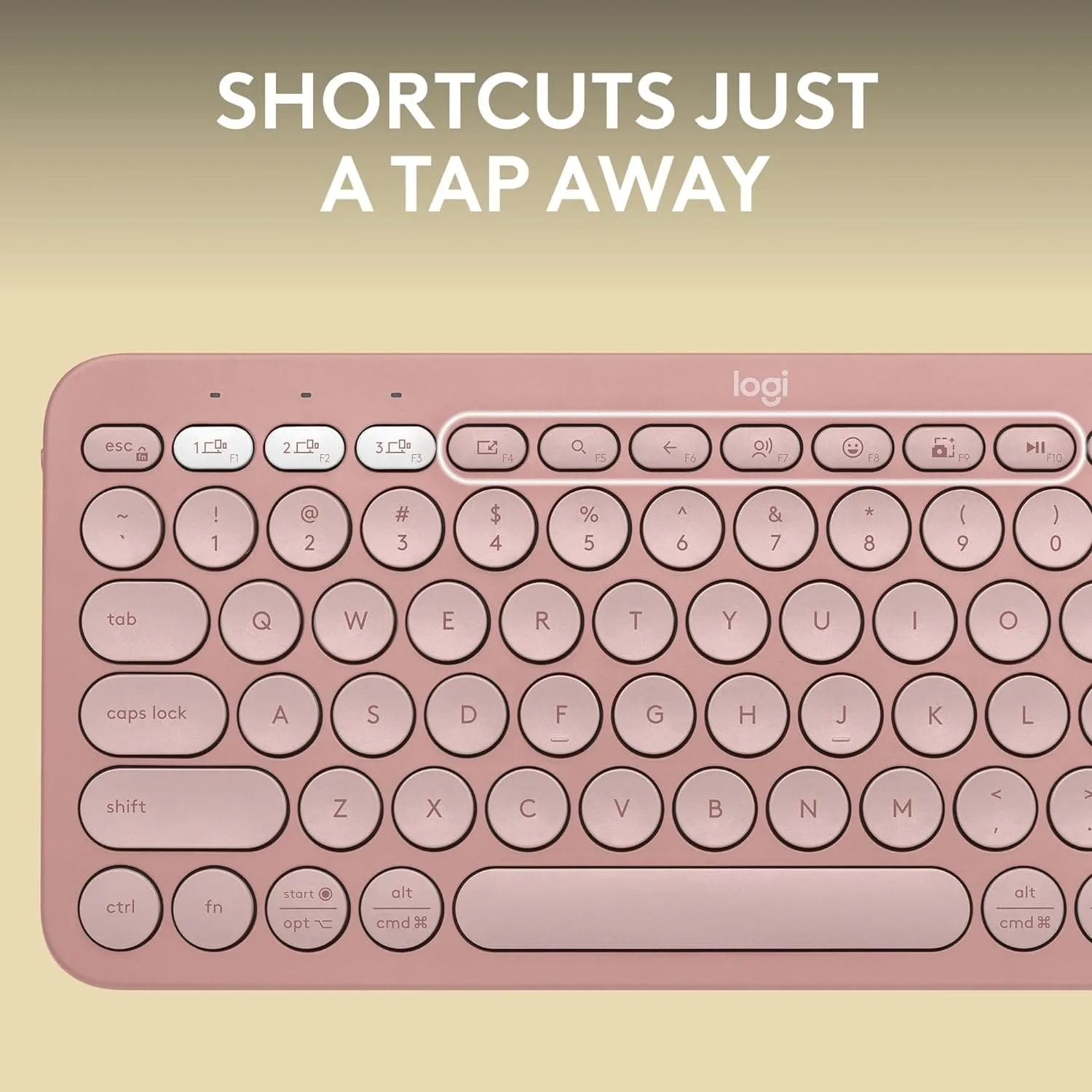 Logitech Pebble Keys 2 K380s Multi-Device Bluetooth Keyboard, Slim & Portable, Customizable Shortcuts, Easy-Switch for Windows/macOS/iPadOS/Android/Chrome OS, QWERTY UK Layout - Rose