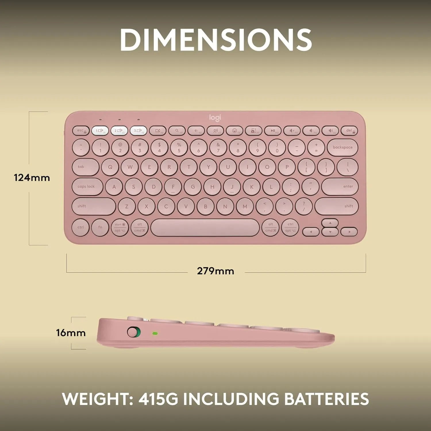 Logitech Pebble Keys 2 K380s Multi-Device Bluetooth Keyboard, Slim & Portable, Customizable Shortcuts, Easy-Switch for Windows/macOS/iPadOS/Android/Chrome OS, QWERTY UK Layout - Rose