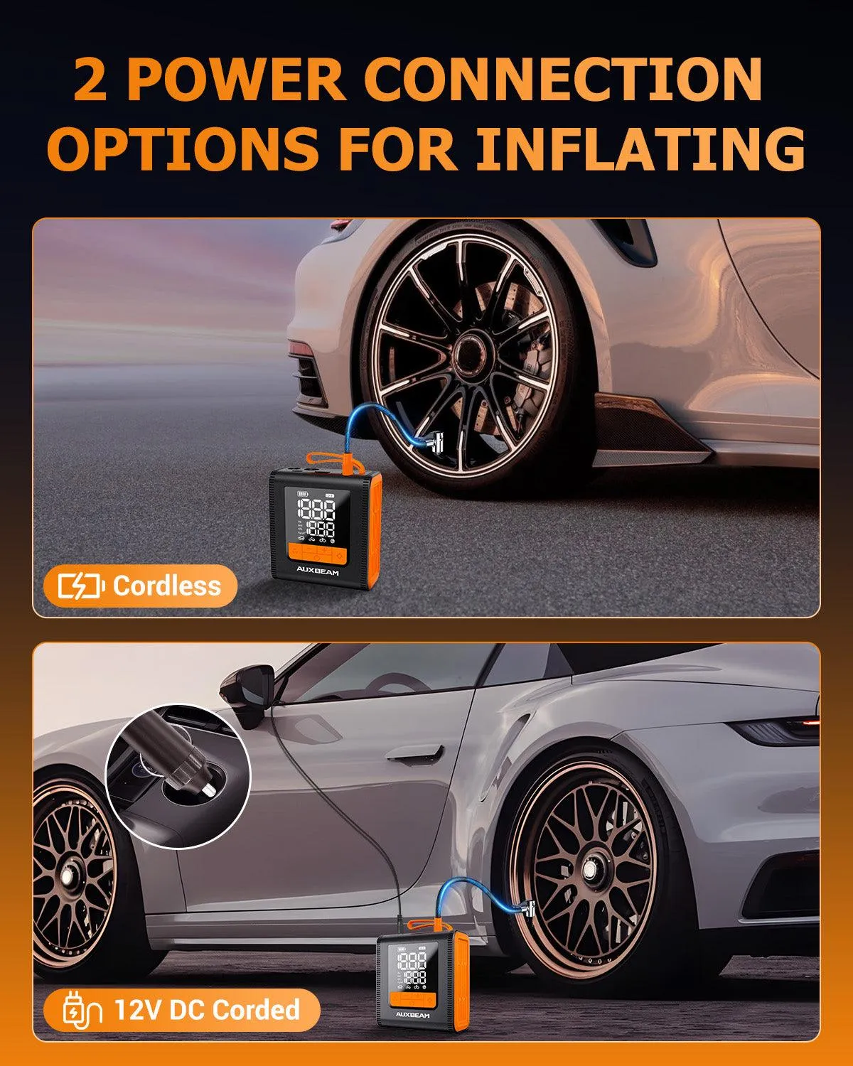 🆕Model-H4 19mm Cylinder Portable Car Tire Inflator Air Compressor Pump for Pickup Truck Car Motorcycle Bike Ball
