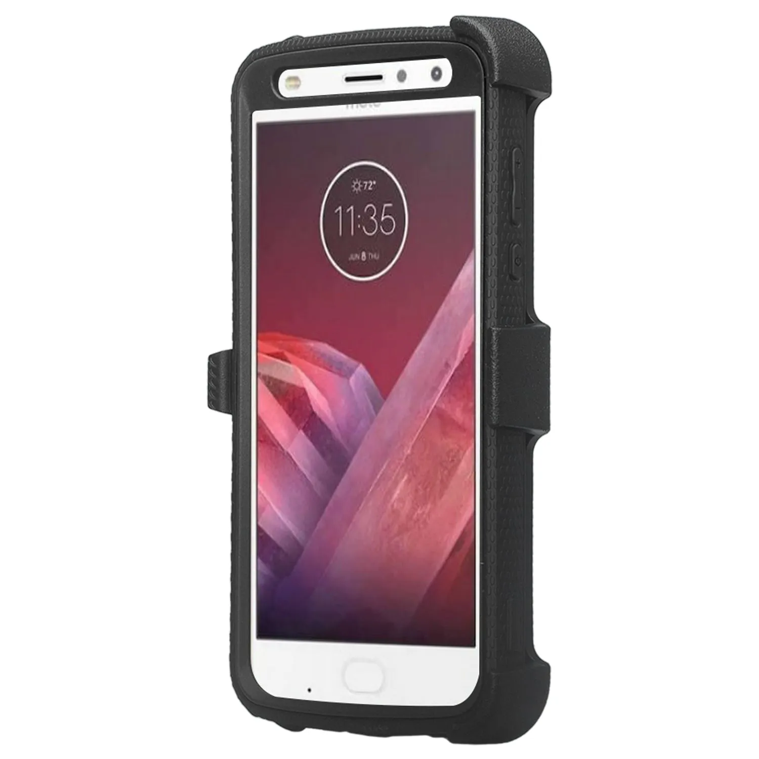 Motorola Moto Z2 Play Case,  Triple Protection 3-1 w/ Built in Screen Protector Heavy Duty Holster Shell Combo Case - Black