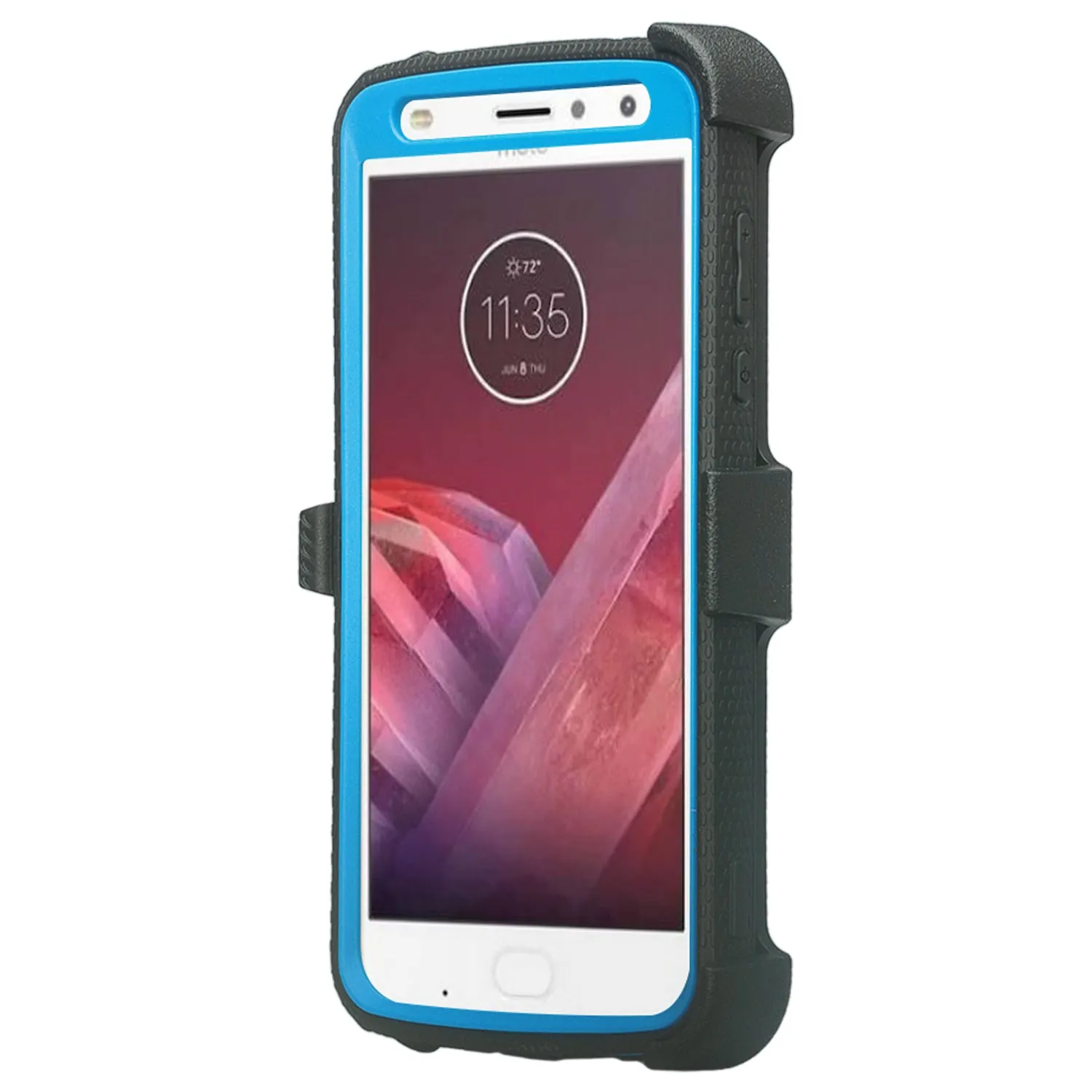 Motorola Moto Z2 Play Case,  Triple Protection 3-1 w/ Built in Screen Protector Heavy Duty Holster Shell Combo Case - Blue