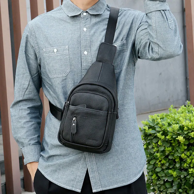 Multi Pocket Sling Bag For Men Outing Portable Everyday Use