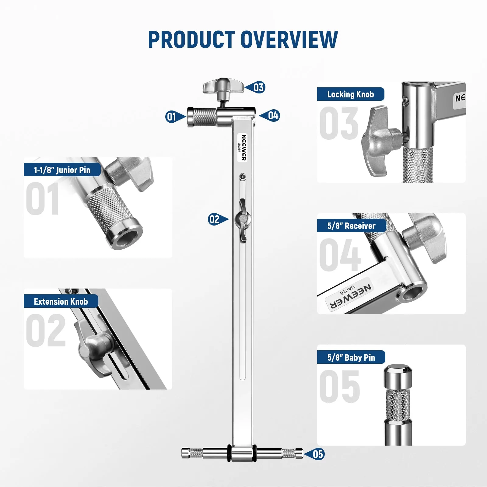 NEEWER UA016 Offset Arm with 5/8" Baby Pins