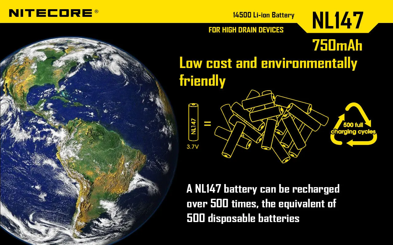 NITECORE NL147 750mAh Protected Li-ion 14500 Rechargeable Battery