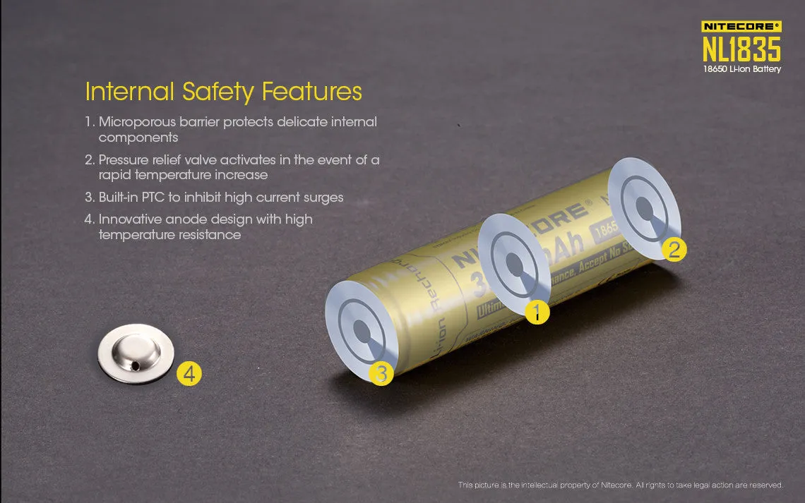 NITECORE NL1835 3500mAh Protected Li-ion 18650 Rechargeable Battery
