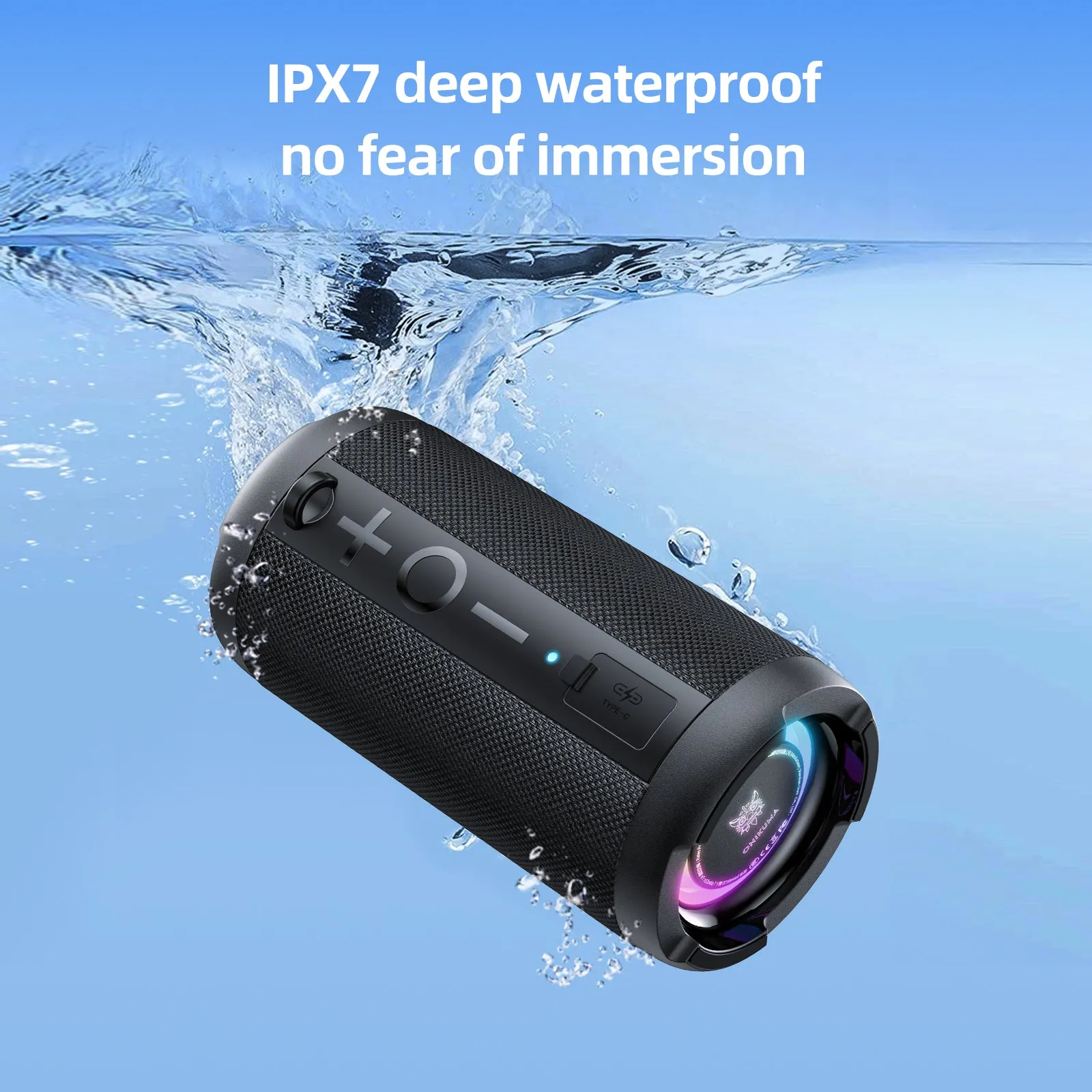 ONIKUMA L20 RGB Outdoor Bluetooth Portable Speaqker, IPX7 Waterproof Dual Speakers for TV Home Theater PC Gaming