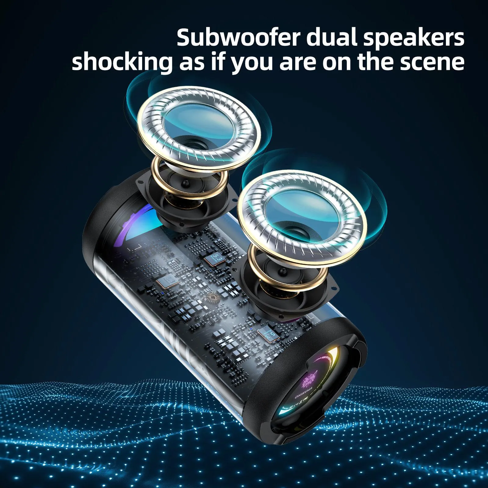 ONIKUMA L20 RGB Outdoor Bluetooth Portable Speaqker, IPX7 Waterproof Dual Speakers for TV Home Theater PC Gaming
