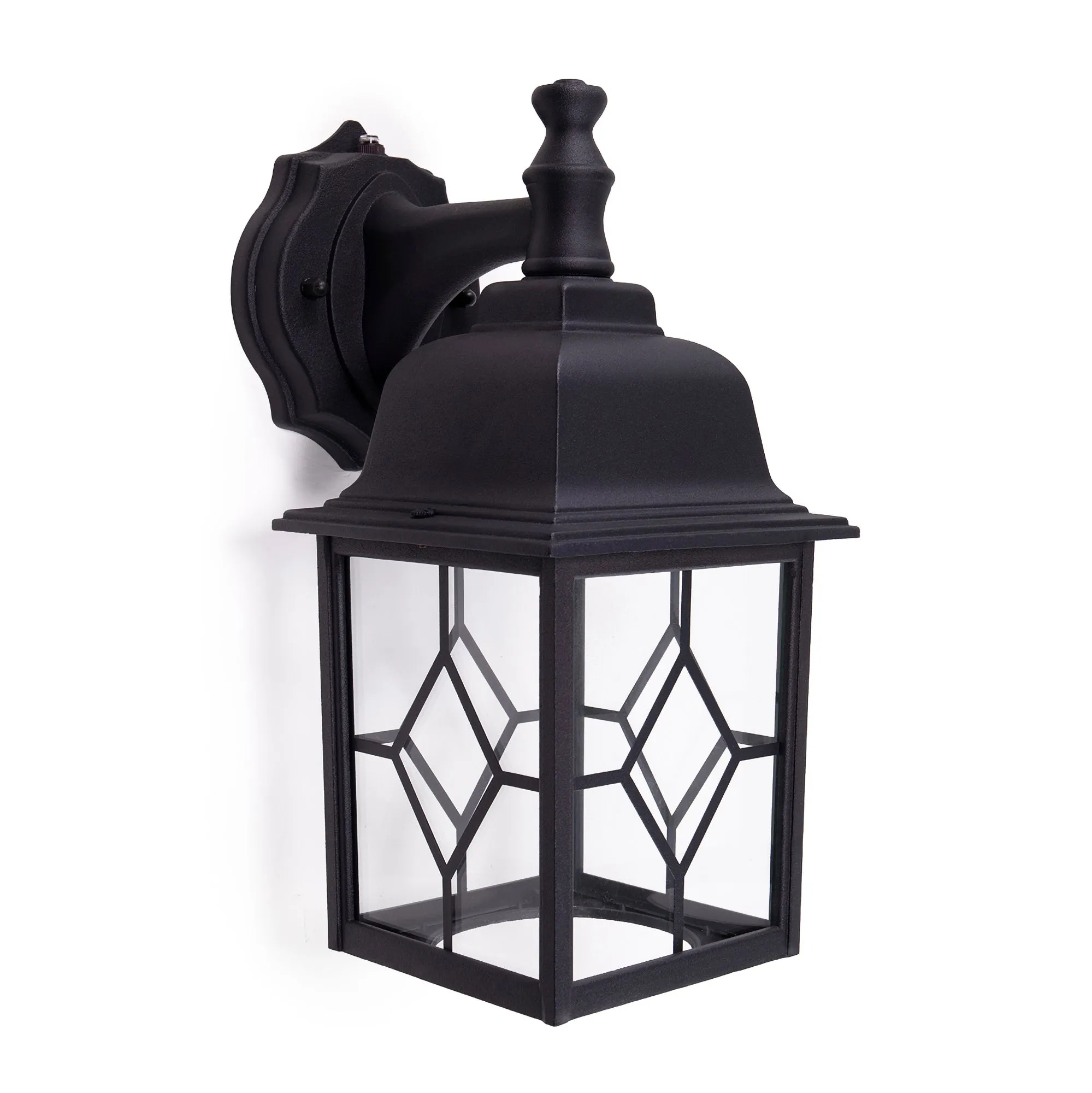 Outdoor Dusk to Dawn Integrated LED Square Wall Light, 1000 Lumens, 3K Warm White, Wet Location, Black or White Finish with Decorative Clear Glass