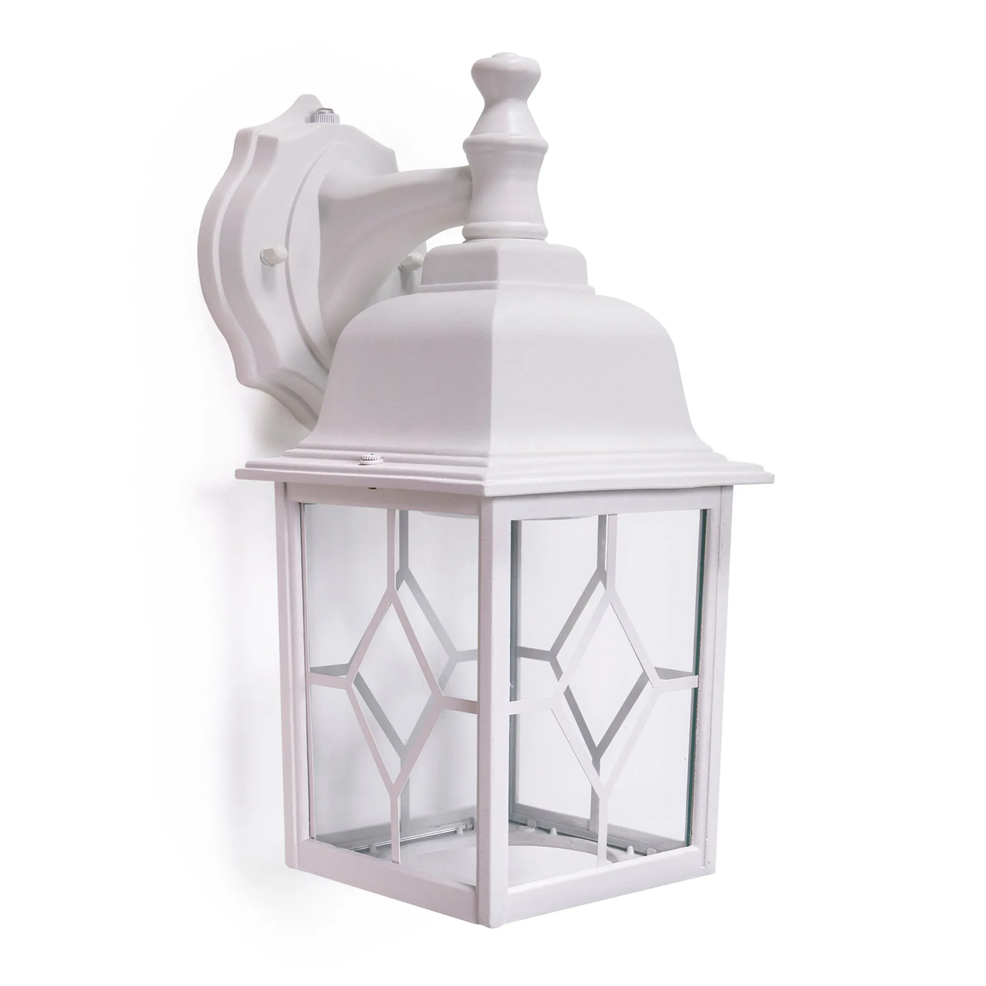 Outdoor Dusk to Dawn Integrated LED Square Wall Light, 1000 Lumens, 3K Warm White, Wet Location, Black or White Finish with Decorative Clear Glass