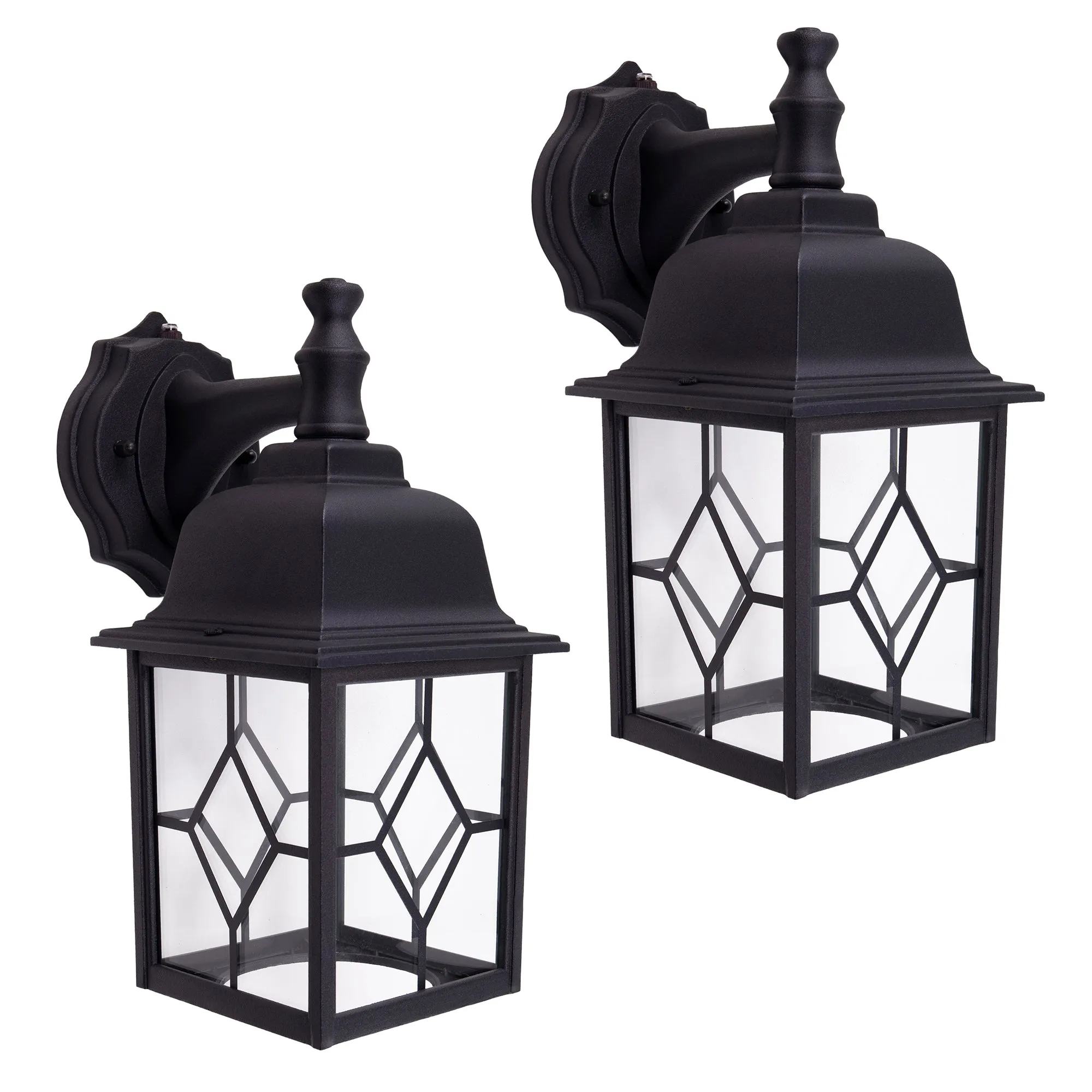 Outdoor Dusk to Dawn Integrated LED Square Wall Light, 1000 Lumens, 3K Warm White, Wet Location, Black or White Finish with Decorative Clear Glass