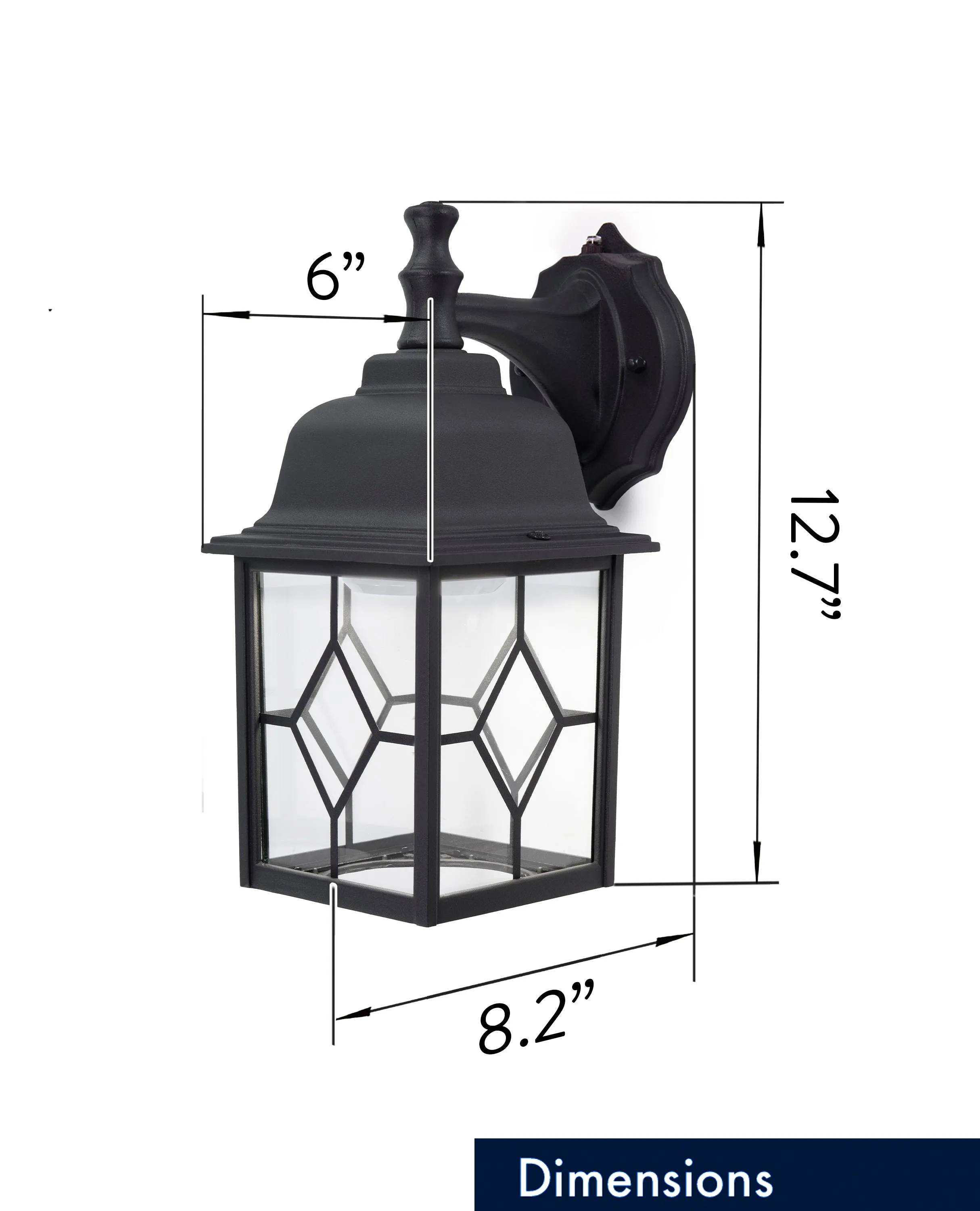 Outdoor Dusk to Dawn Integrated LED Square Wall Light, 1000 Lumens, 3K Warm White, Wet Location, Black or White Finish with Decorative Clear Glass