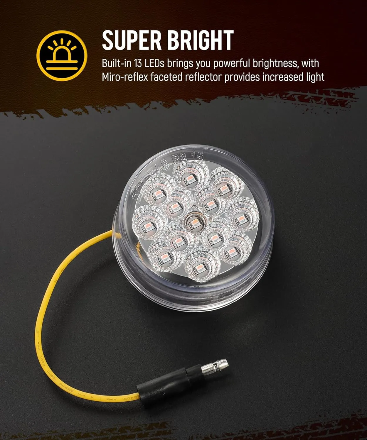 Partsam 10Pcs Dual Revolution 2.5 inch Round 13LED Marker Light, Amber Side Marker Clearance Lights to Purple Auxiliary Lights for Trailer Truck, Clear Lens,12V, Waterproof