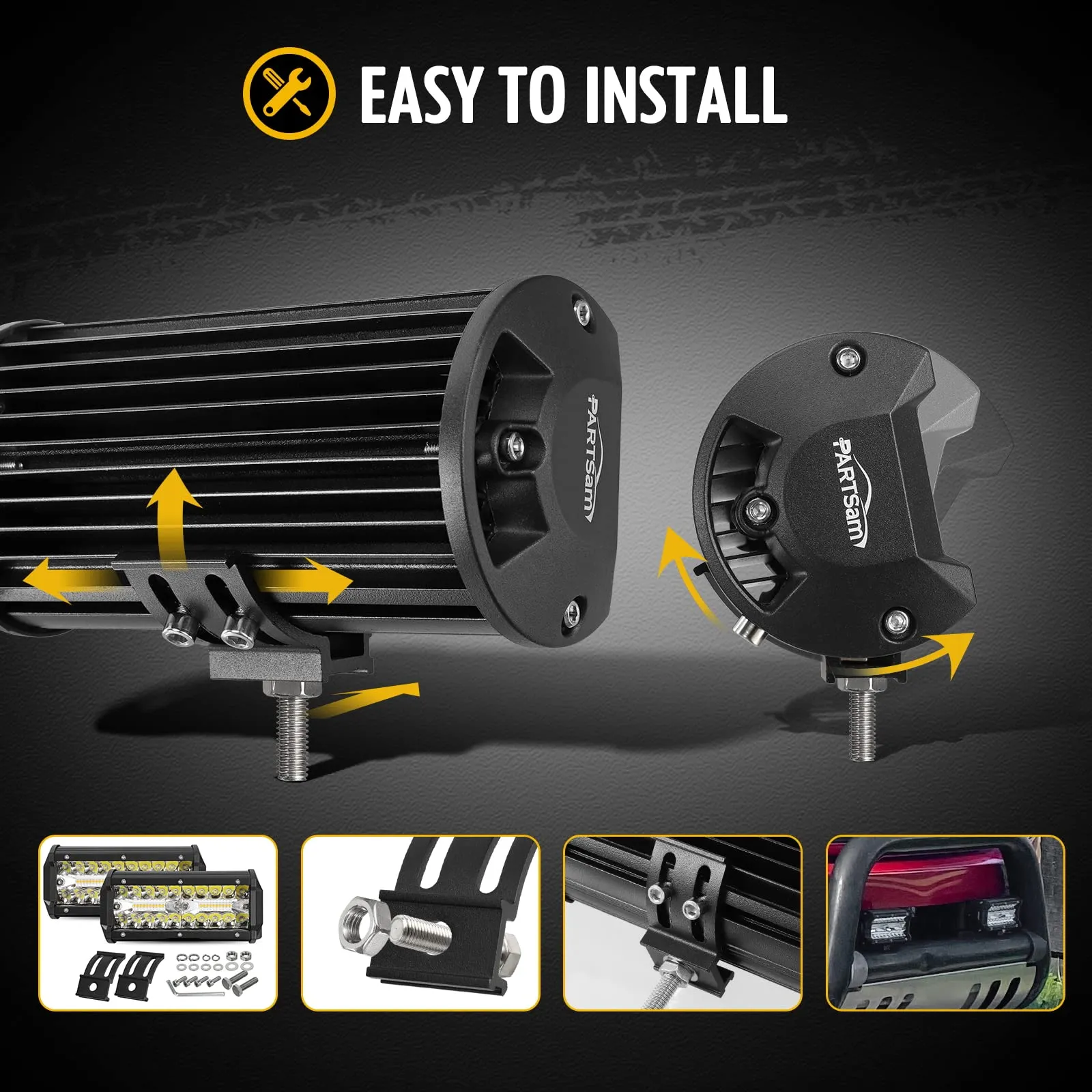 Partsam 120W LED Light Bar Strobe Lights for Offroad Pickup Trucks