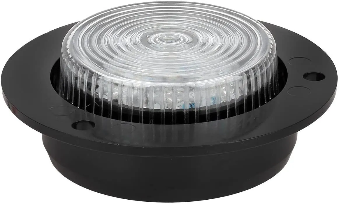 Partsam 2 inch White 6LED Marker Lights Truck Trailer RV Clearance Light, 2" Round Reverse/Backup Lights, Interior Courtesy Light, Flange Mount, Clear Lens, 12V