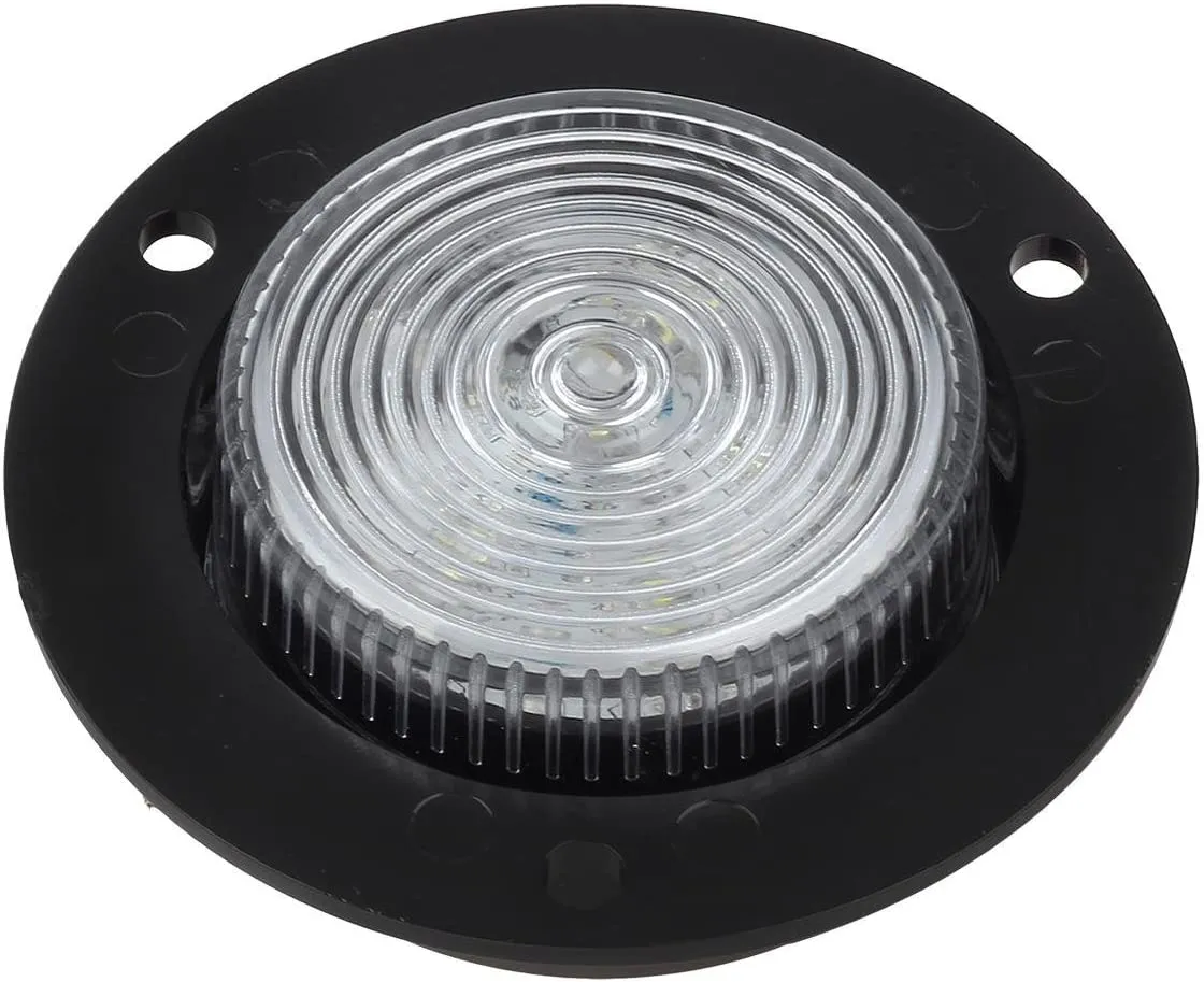 Partsam 2 inch White 6LED Marker Lights Truck Trailer RV Clearance Light, 2" Round Reverse/Backup Lights, Interior Courtesy Light, Flange Mount, Clear Lens, 12V
