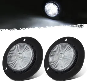 Partsam 2 inch White 6LED Marker Lights Truck Trailer RV Clearance Light, 2" Round Reverse/Backup Lights, Interior Courtesy Light, Flange Mount, Clear Lens, 12V