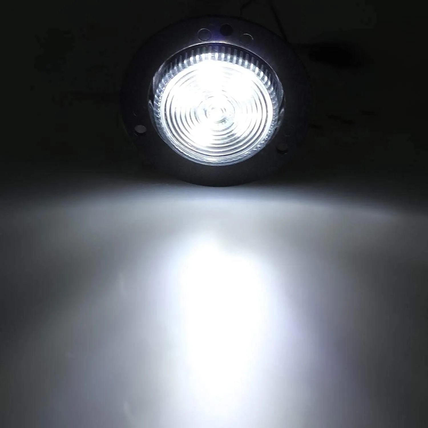 Partsam 2 inch White 6LED Marker Lights Truck Trailer RV Clearance Light, 2" Round Reverse/Backup Lights, Interior Courtesy Light, Flange Mount, Clear Lens, 12V