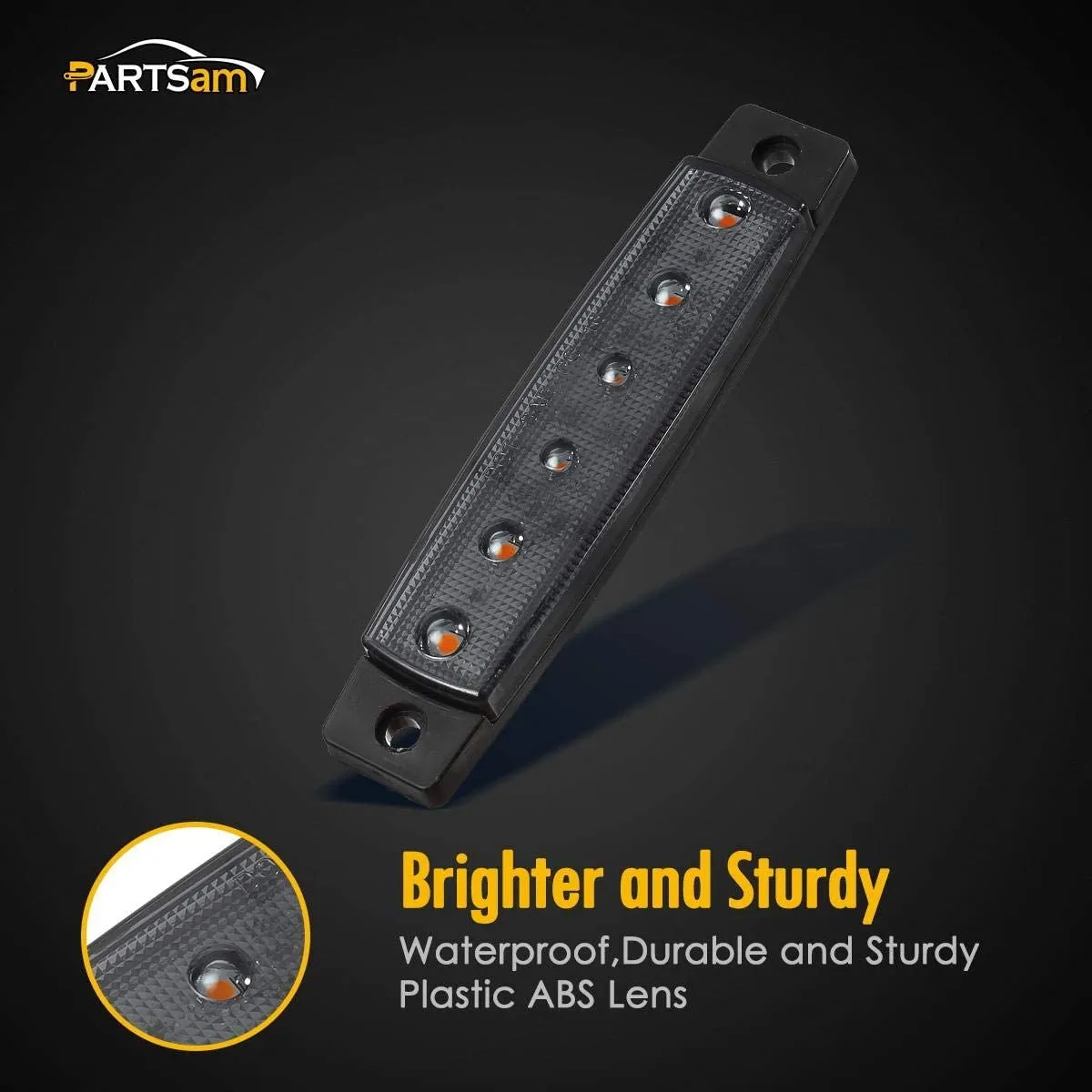 Partsam 20Pcs 3.8" Thin line Led Marker Clearance Lights Amber/Red Smoked Surface Mount Waterproof Led Marker Lights for Trucks, Cab RV Marker Lights, Marine Led Utility Strip Light for Boats