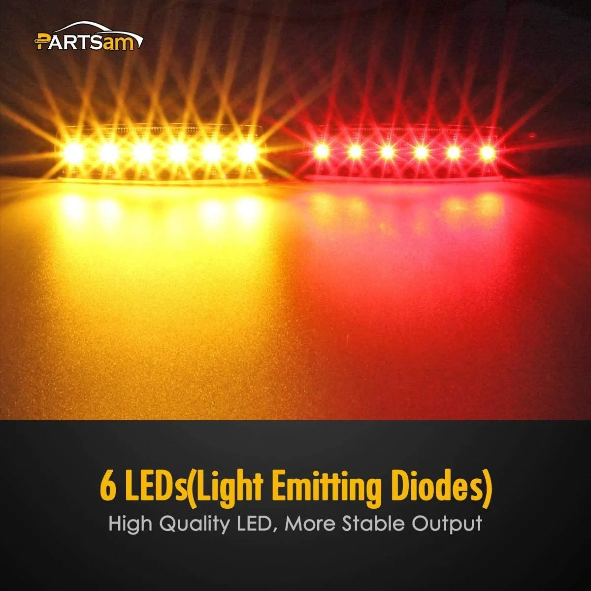 Partsam 20Pcs 3.8" Thin line Led Marker Clearance Lights Amber/Red Smoked Surface Mount Waterproof Led Marker Lights for Trucks, Cab RV Marker Lights, Marine Led Utility Strip Light for Boats