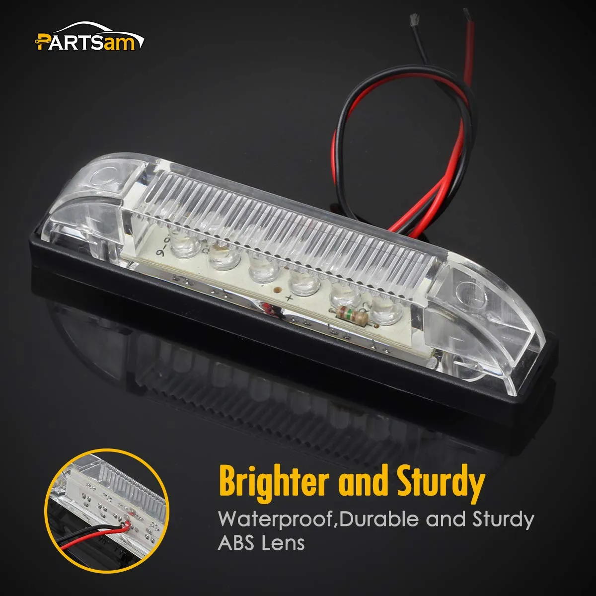 Partsam 4 Inch Marine Boat RV Clear LED Utility Strip Light Bar