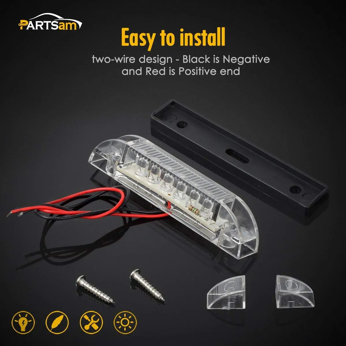 Partsam 4 Inch Marine Boat RV Clear LED Utility Strip Light Bar