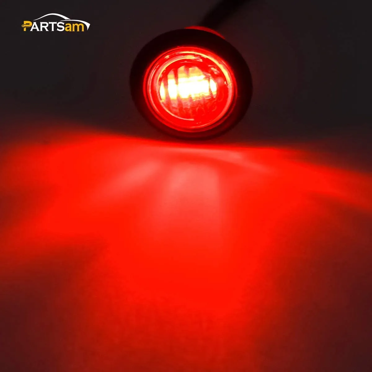 Partsam 5pcs 3/4" Led Side Marker and Clearance Trailer Lights Air Dam Lights 3 wires Red 3 LED Sealed Auxiliary Stop Brake Tail Turn Signal lights Hardwired with Rubber Grommets