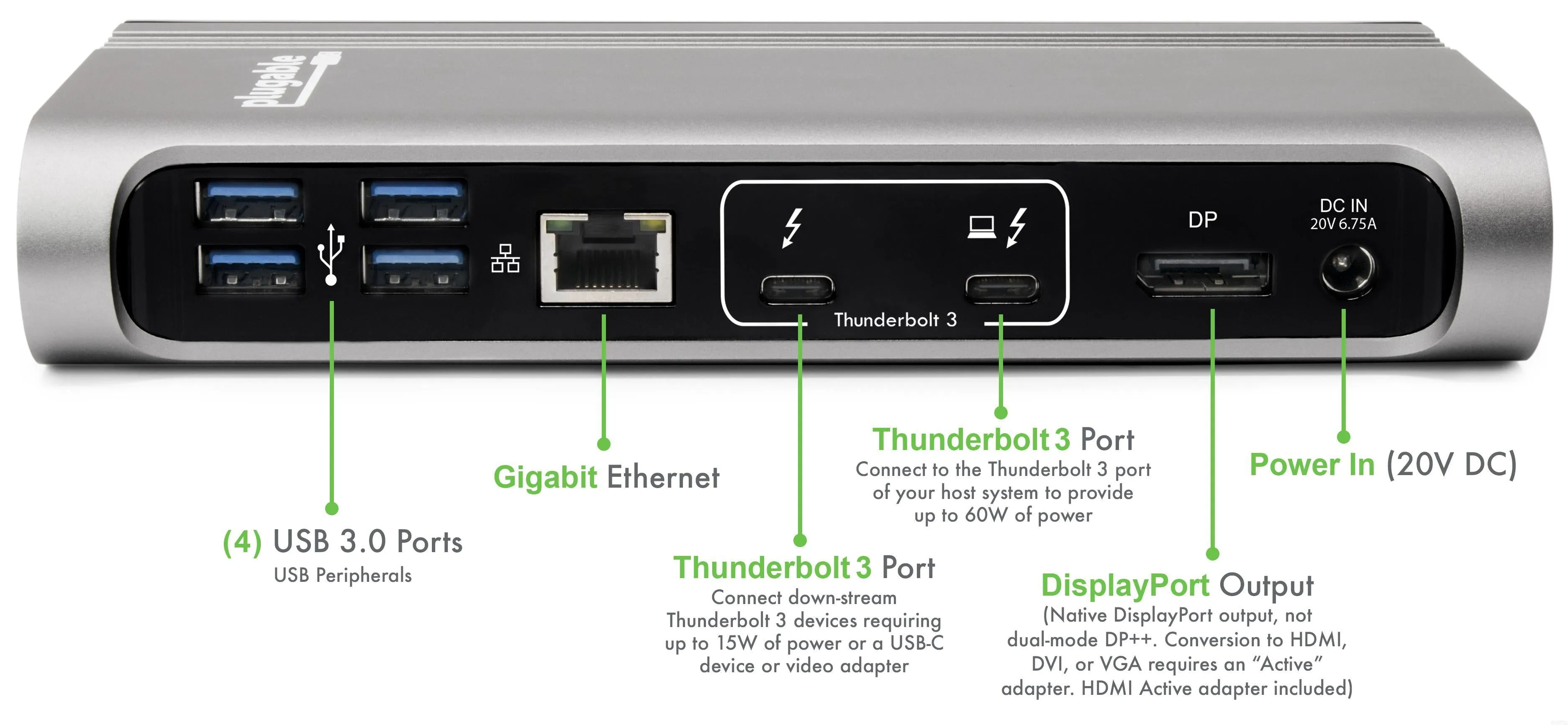 Plugable Thunderbolt™ 3 Dock with 60W Host Charging