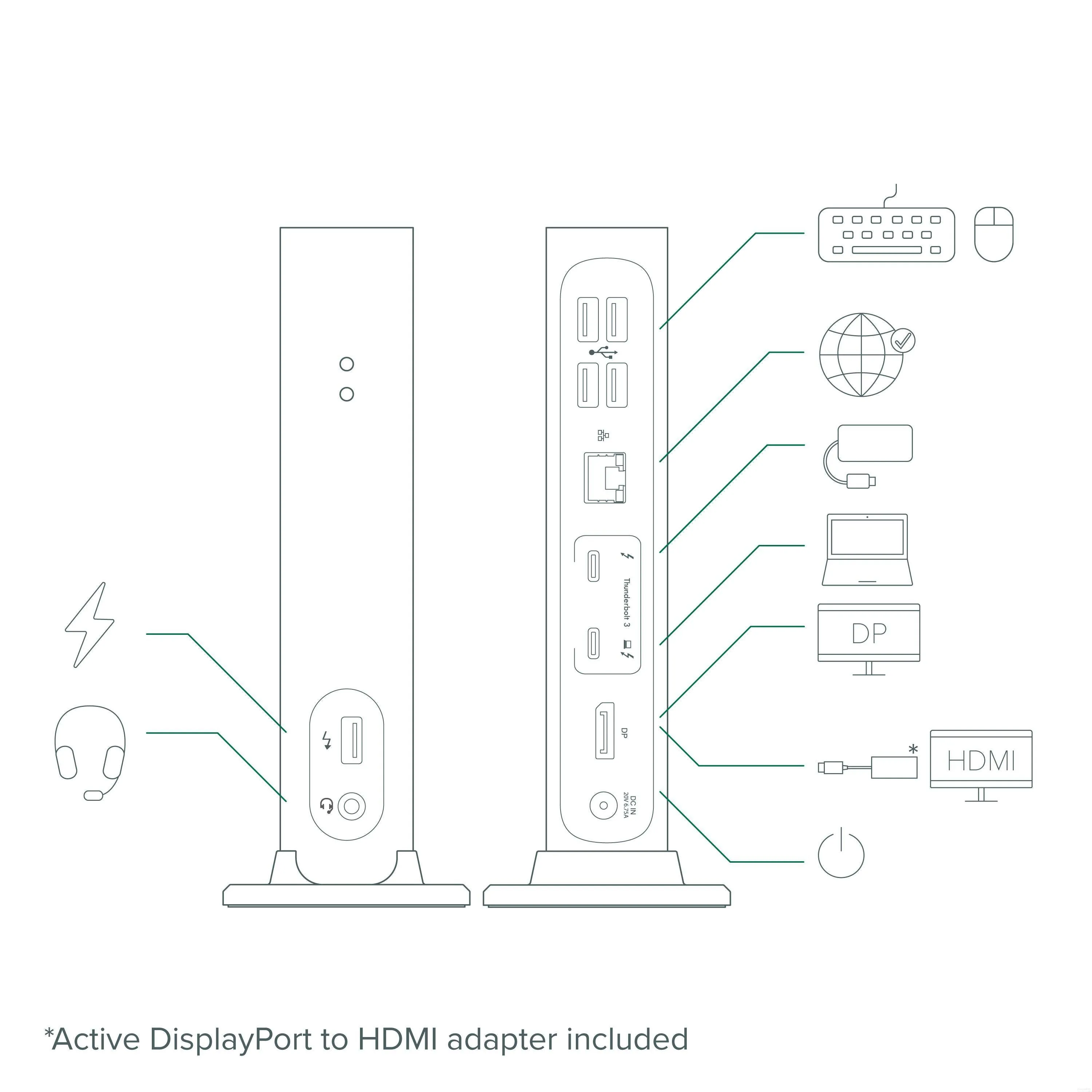 Plugable Thunderbolt™ 3 Dock with 60W Host Charging