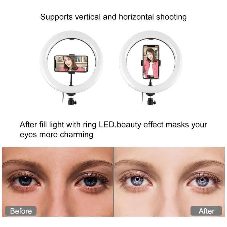 PULUZ 10.2 inch 26cm Curved Surface 168 LED Marquee LED RGBWW Dual-color Temperature Dimmable Ring Vlogging Photography Video Lights with Cold Shoe Tripod Ball Head & Remote Control & Phone Clamp