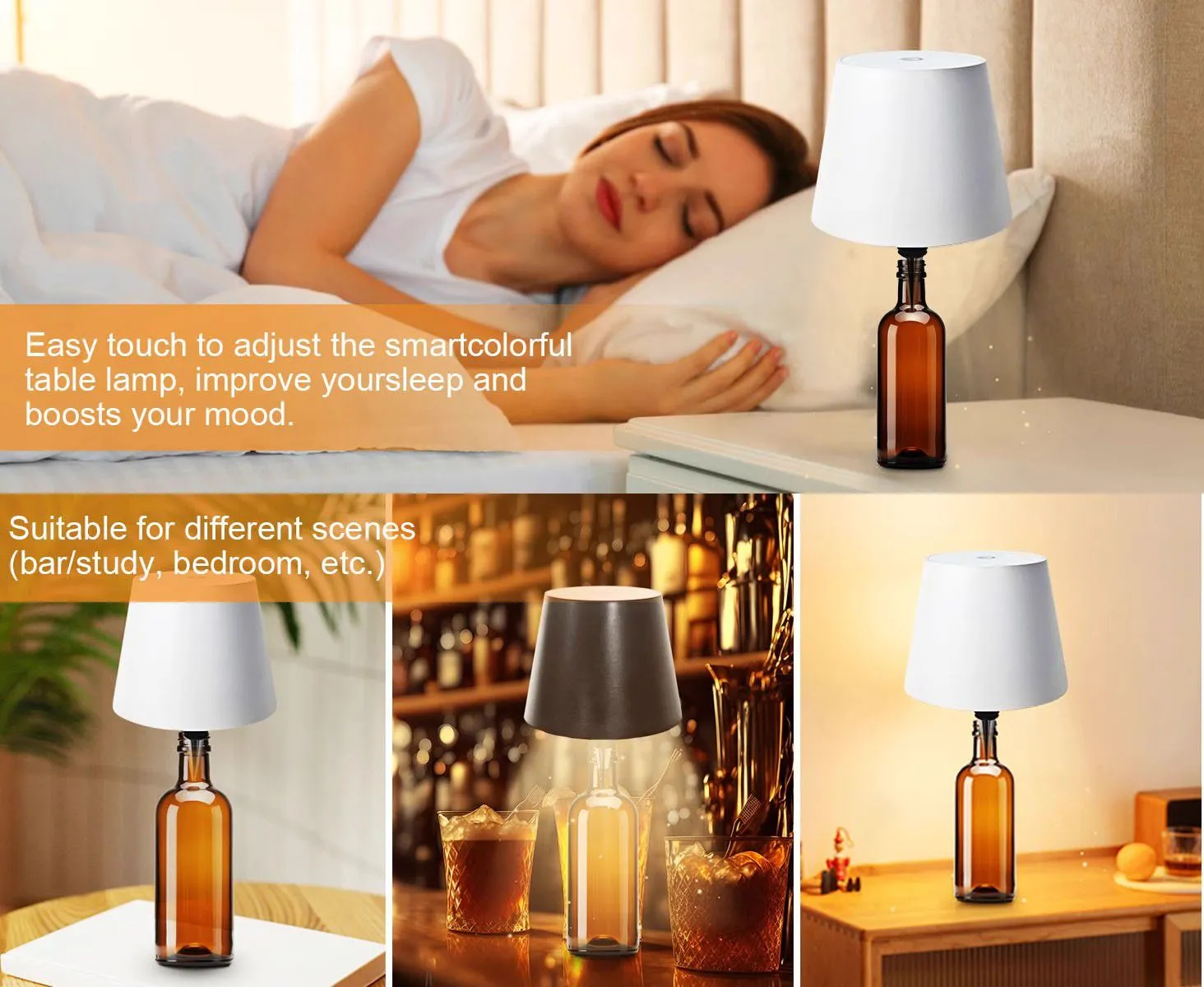 Rechargeable LED Portable Cordless Dimming Touch Wine Whiskey Bottle Lamp Lights