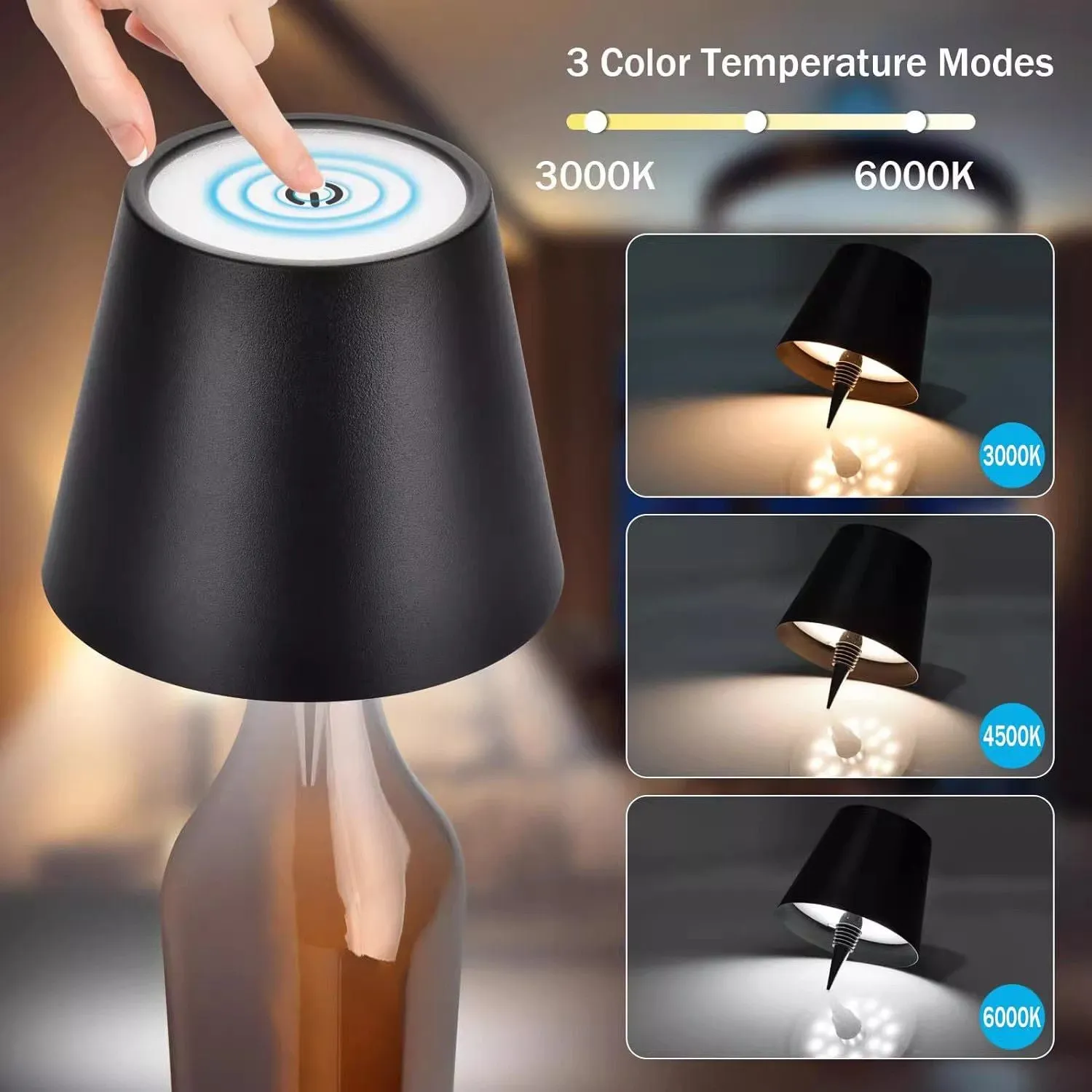 Rechargeable LED Portable Cordless Dimming Touch Wine Whiskey Bottle Lamp Lights