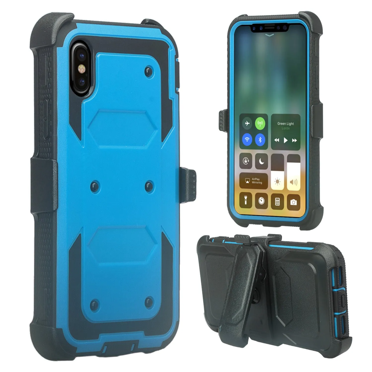 Samsung Galaxy A10e Case, Galaxy A10e Case, Triple Protection 3-1 w/ Built in Screen Protector Heavy Duty Holster Shell Combo Case - Blue