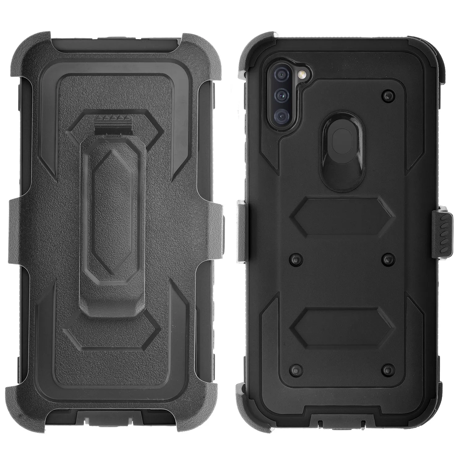 Samsung Galaxy A11 Case, Galaxy A11 Case,  Triple Protection 3-1 w/ Built in Screen Protector Heavy Duty Holster Shell Combo Case - Black