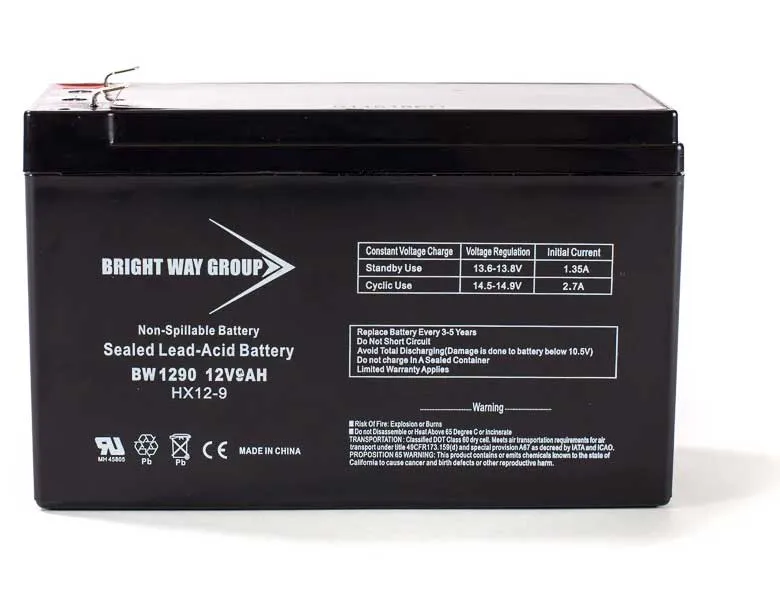 Sealed Lead Acid Battery, 12V 9AH, .187" Tabs
