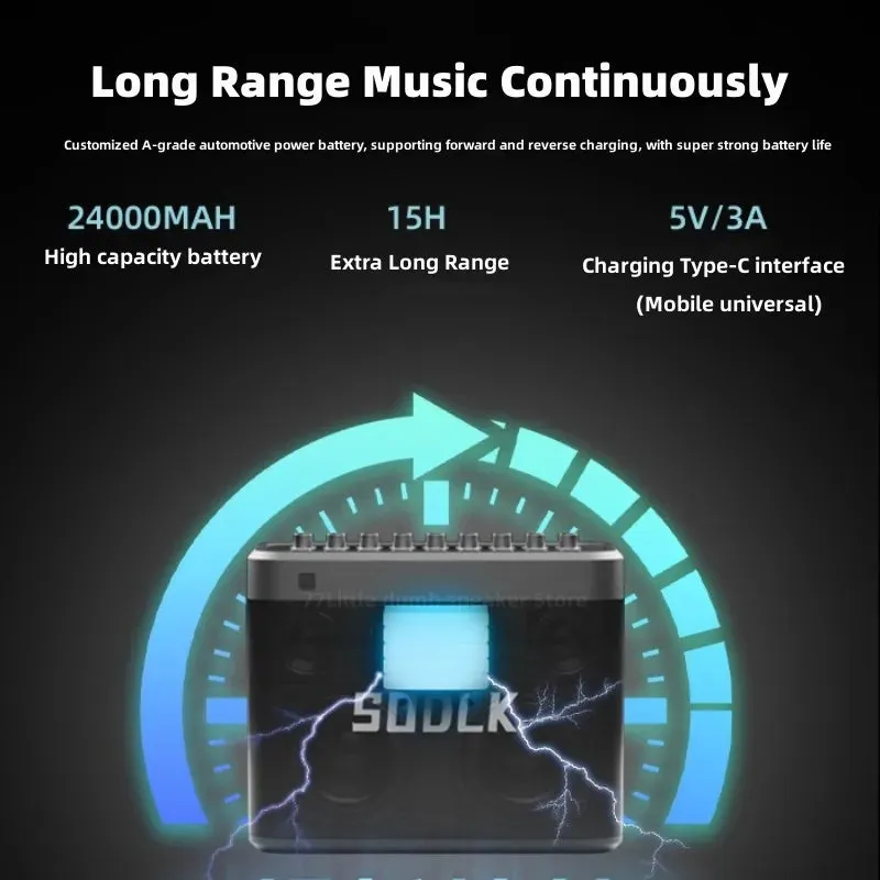 SODLK S1314 Highpower 200W Wireles Bluetooth Speaker Outdoor Karaoke Sound 4 Horn Heavy Bass 24000mAh Battery Super-long Standby