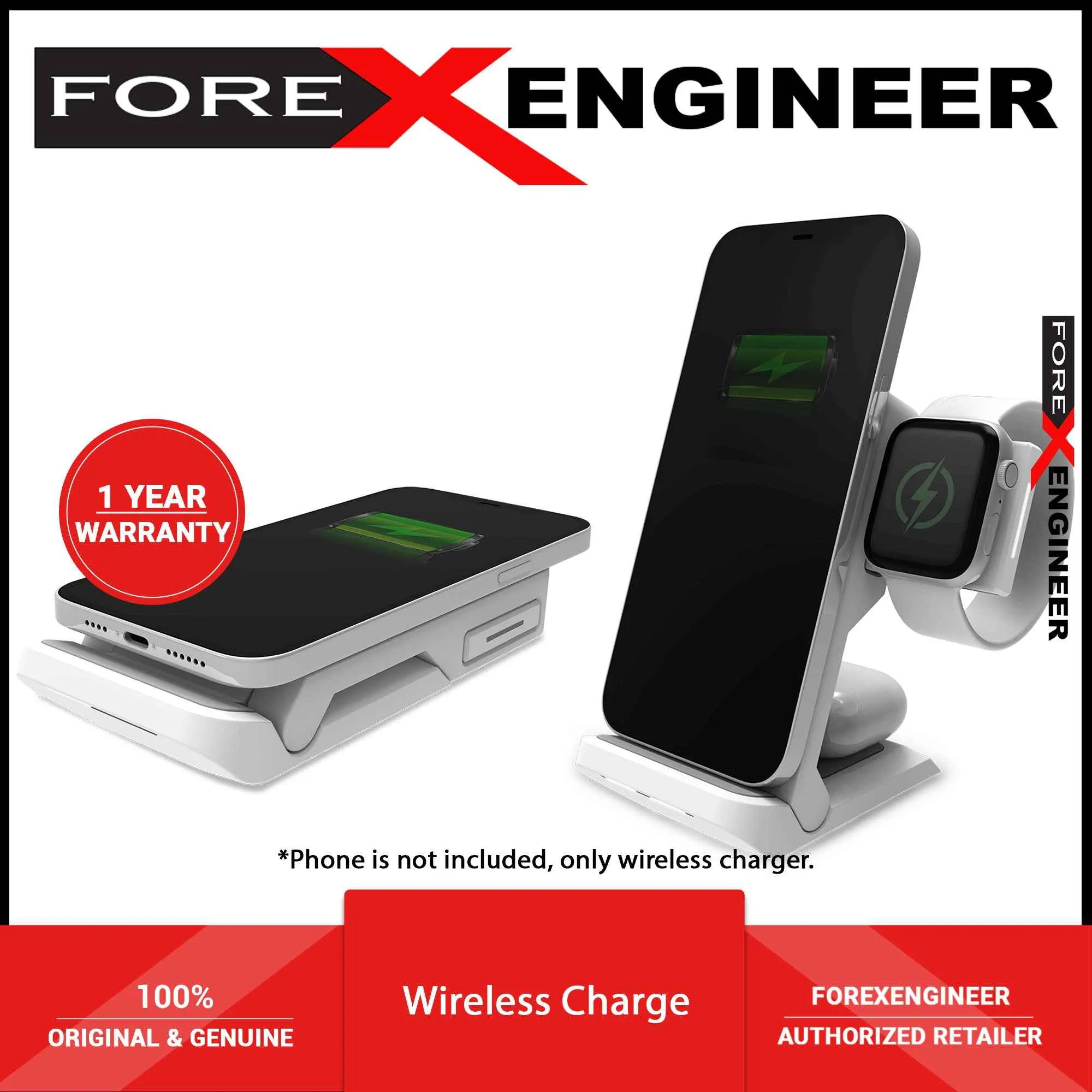 STM ChargeTree Go - Foldable Wireless Charger 15W Max Phone Output - White ( Barcode: 810046111154 )