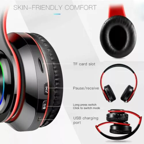 Super Bass Wireless Bluetooth Headphones with LED