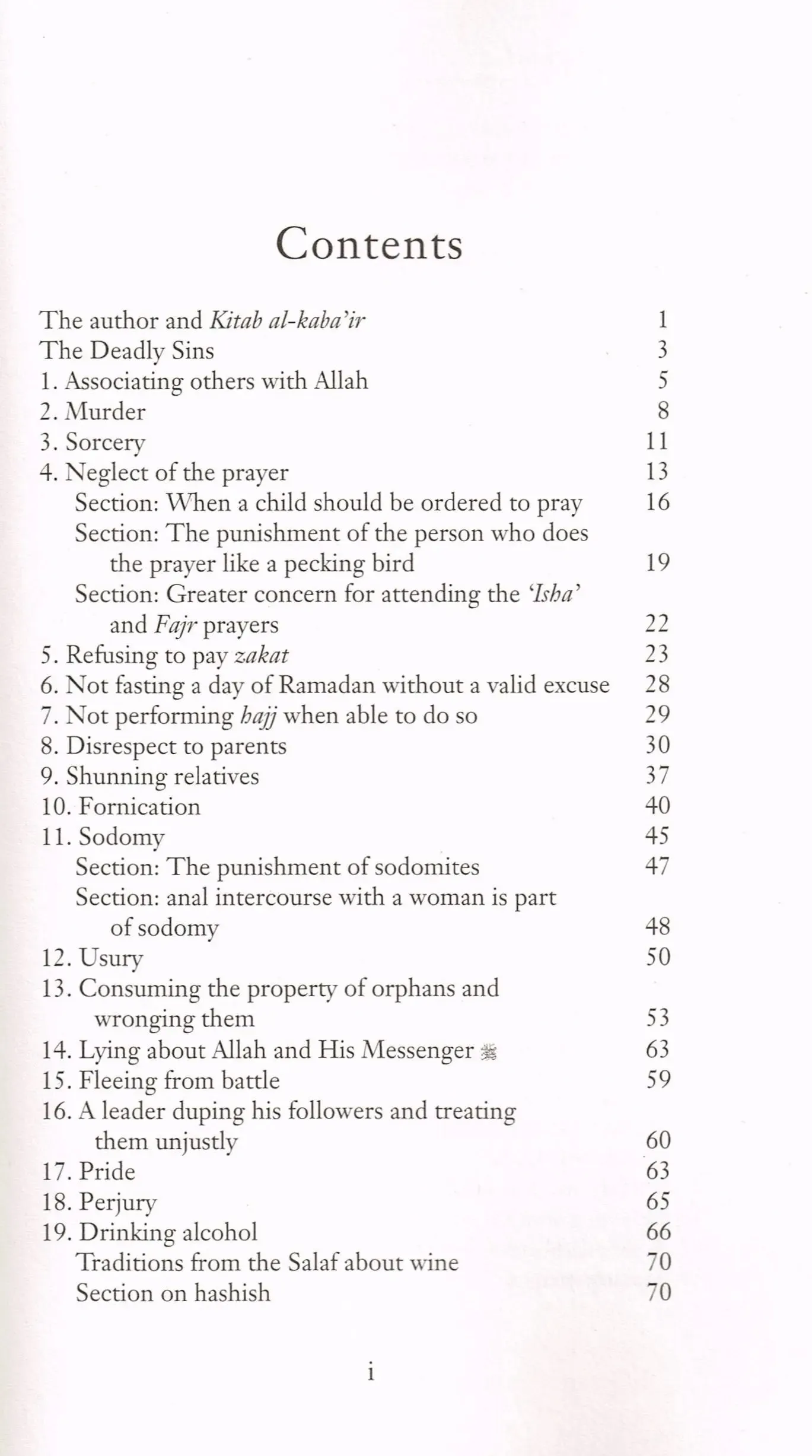 The Major Sins
