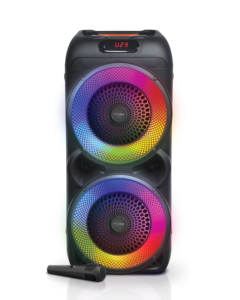 TOPTECH AL-801, 2x8'' Wireless Bluetooth Speaker with 360 HiFi Sound, LED Lights, 8000 Watts
