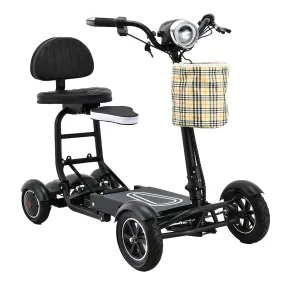 Upgraded Smart Electric Power Scooter, 4 Wheels Portable Foldable Travel Design, Extra Flap Open Child Seat - Matte Black