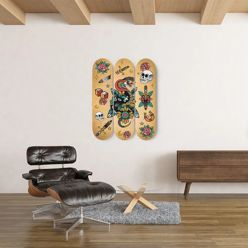Vintage Cobra Tattoo Skateboard Wall Art