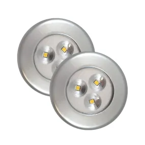 Westek 75221S Battery Operated Lite-N-Up LED Utility Puck Light, Silver, 2-Pk