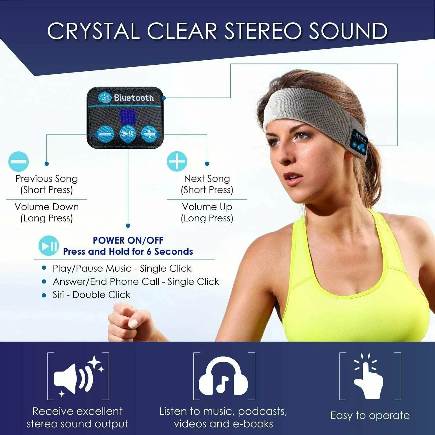 Wireless Bluetooth Headband Headset Sport